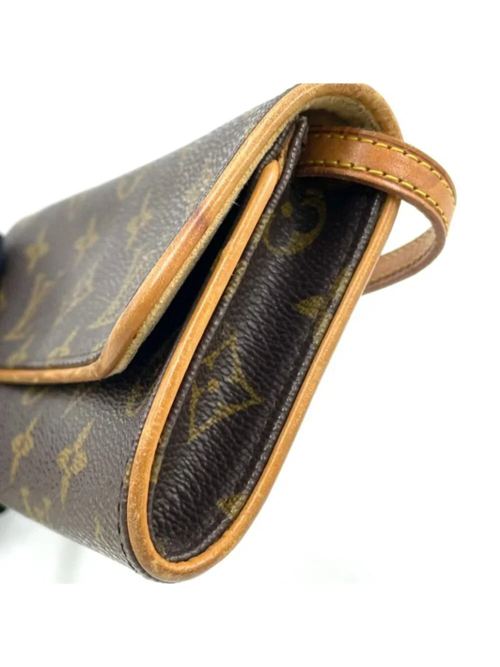 Louis Vuitton Pochette Twin PM Monogram Leather Brown Shoulder Bag Gold - Picture 13 of 15